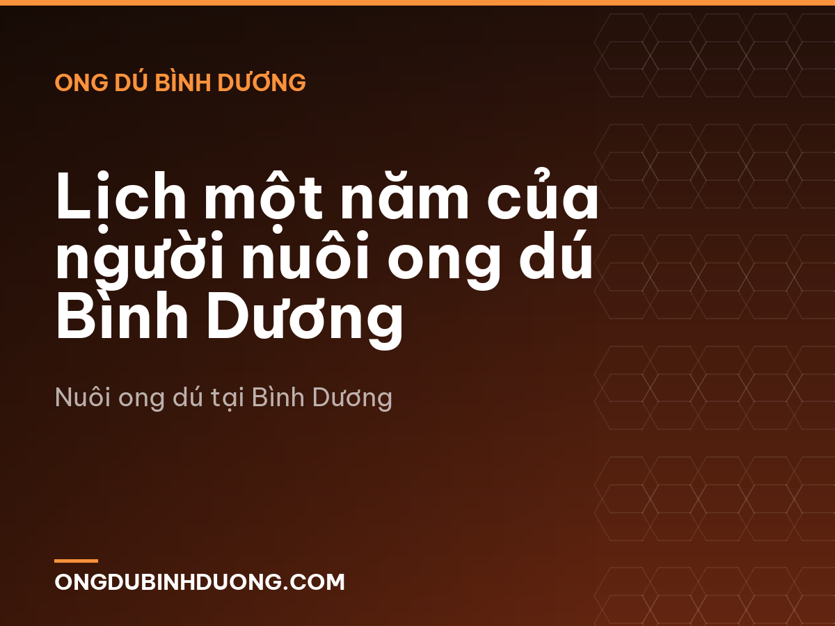 Lịch một năm của người nuôi ong dú Bình Dương