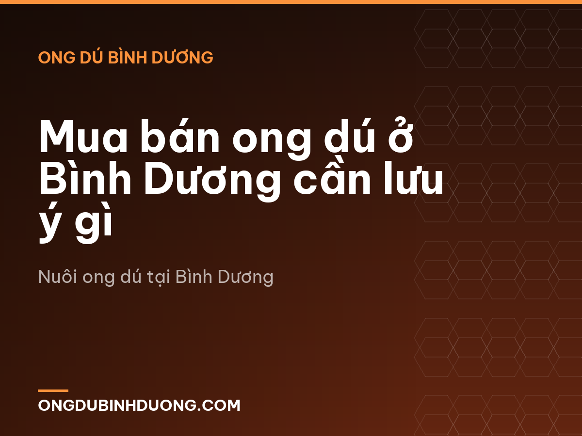 Mua bán ong dú ở Bình Dương cần lưu ý gì